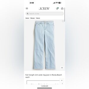 Full-length slim wide-leg jean in Rocky Beach wash